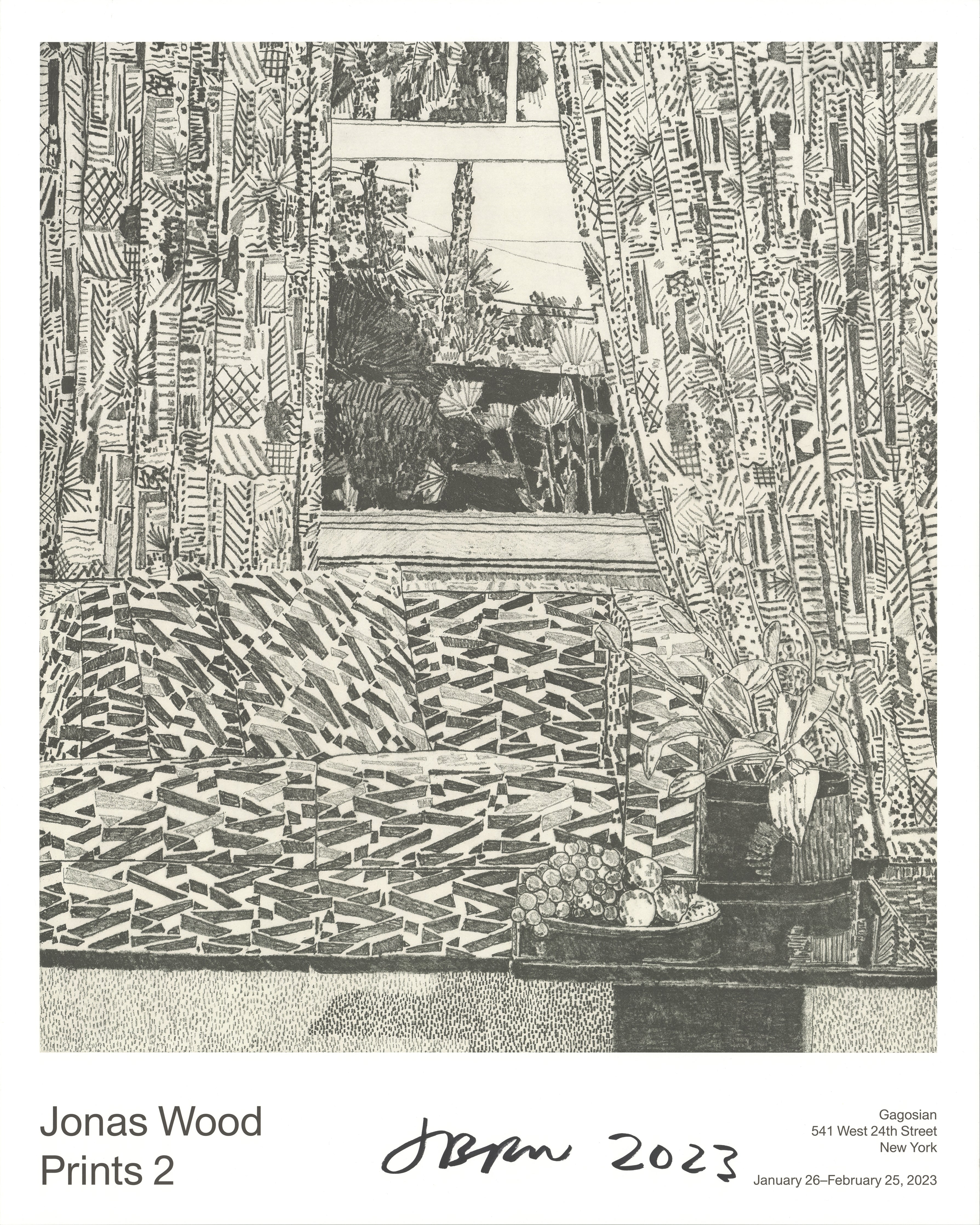 JONAS WOOD Prints 2, Pattern Couch Interior Exhibition Poster