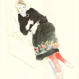 DAVID HOCKNEY Portrait of Celia In A Black Dress With Colored Border, 1981