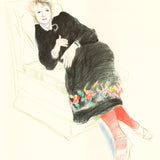 DAVID HOCKNEY Portrait of Celia In A Black Dress With Colored Border, 1981