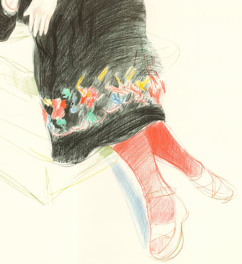 DAVID HOCKNEY Portrait of Celia In A Black Dress With Colored Border, 1981