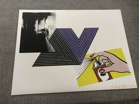 RICHARD PETTIBONE Appropriation print with Andy Warhol, Frank Stella, and Roy Lichtenstein, 1970 - Signed