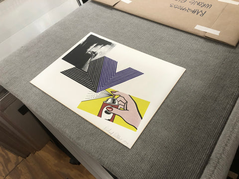 RICHARD PETTIBONE Appropriation print with Andy Warhol, Frank Stella, and Roy Lichtenstein, 1970 - Signed