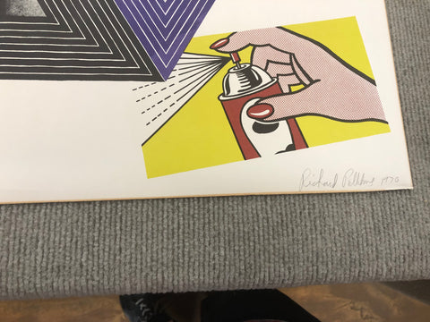 RICHARD PETTIBONE Appropriation print with Andy Warhol, Frank Stella, and Roy Lichtenstein, 1970 - Signed