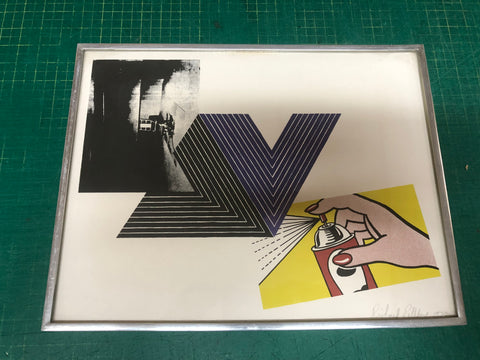 RICHARD PETTIBONE Appropriation print with Andy Warhol, Frank Stella, and Roy Lichtenstein, 1970 - Signed