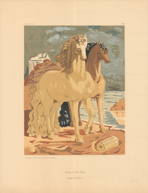 GIORGIO DE CHIRICO Horses on the Shore (sm), 1973