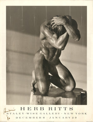 HERB RITTS Male Nude on Log, 1990 - Signed