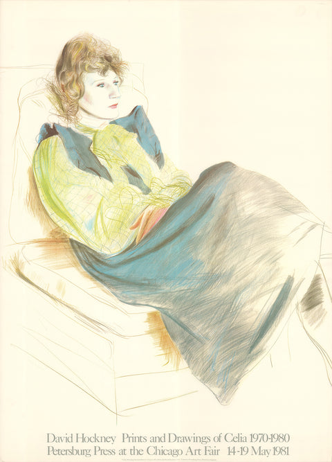 DAVID HOCKNEY Portrait of Celia Wearing Checkered Sleeves, 1981
