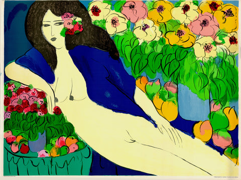 WALASSE TING Reclining Nude with Flowers, 1978