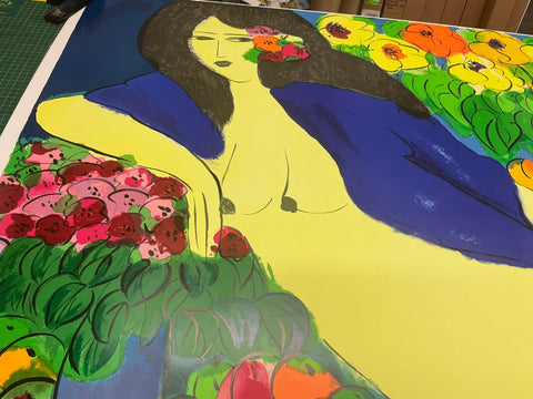 WALASSE TING Reclining Nude with Flowers, 1978