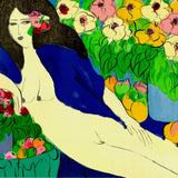 WALASSE TING Reclining Nude with Flowers, 1978