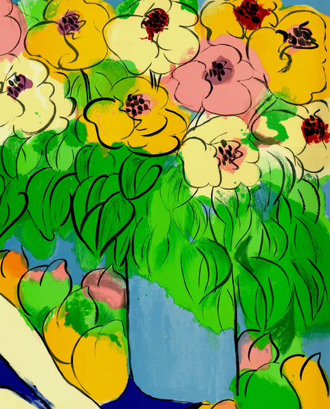 WALASSE TING Reclining Nude with Flowers, 1978