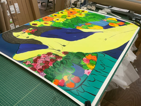 WALASSE TING Reclining Nude with Flowers, 1978