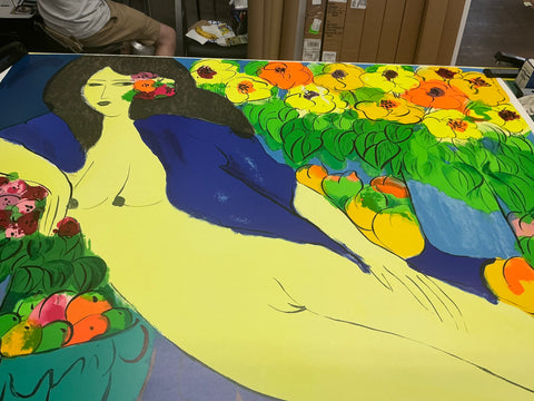 WALASSE TING Reclining Nude with Flowers, 1978