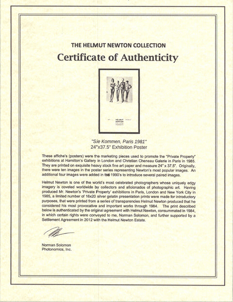 HELMUT NEWTON They are Coming, 1985