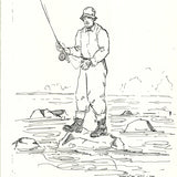 YB ROBINSON Fly Fisherman in River
