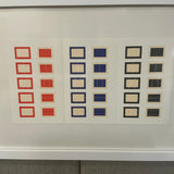 AFTER DONALD JUDD Framed Gallery Card, “Series of Ten Woodcuts,” (Donald Judd Exhibition), 1988