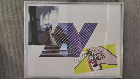 RICHARD PETTIBONE Appropriation print with Andy Warhol, Frank Stella, and Roy Lichtenstein, 1970 - Signed