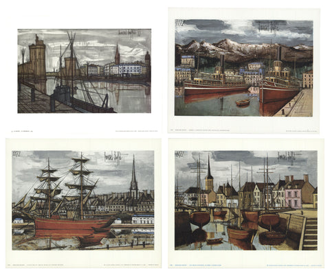 Bundle- 4 Assorted Bernard Buffet French Harbor Mini Posters