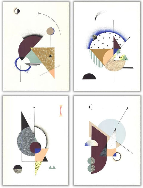 Bundle- 4 Assorted Krista Rosenkilde Geometric Lithographs