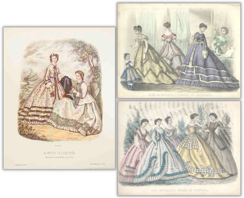 Bundle- 3 Assorted Artist Unknown La Mode Illustree Lithographs