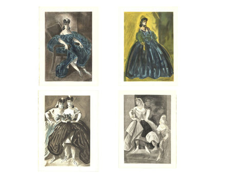 Bundle- 4 Assorted Lena Leclercq Ladies of Fashion Lithographs