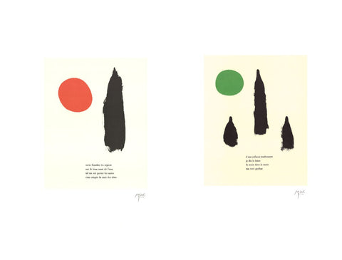 Bundle- 2 Assorted Joan Miro Illustrated Poems-Parler Seul Lithographs
