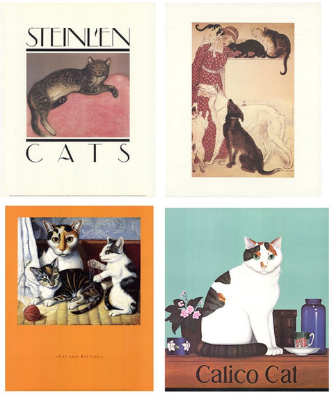 Bundle- 4 Assorted Various Artists Cat Posters
