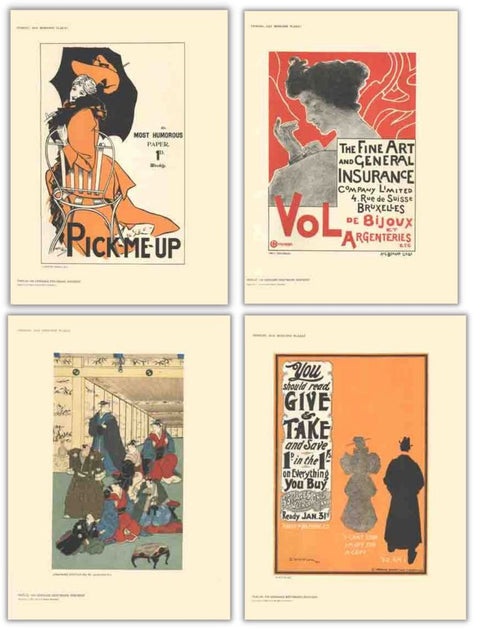 Bundle- 4 Assorted Various Artists Modern Posters 1890 Authentic Lithographs