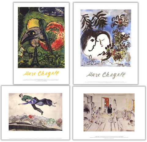 Bundle- 4 Assorted Marc Chagall Jerusalem Museum Posters