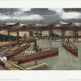 BERNARD BUFFET Geneve, Bateaux Sur Le Lac, 1973