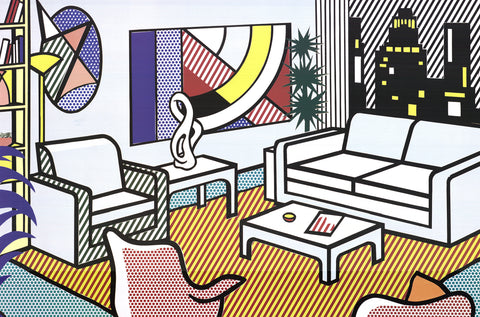 ROY LICHTENSTEIN Interior with Skyline, Collage for Painting, 2000