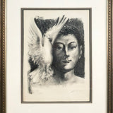 AARON ESLER Young Man with Dove Portrait, 1985 - Signed