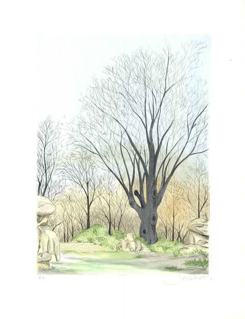 BORRIS SAILLART Barren Tree late Fall, 1975 - Signed