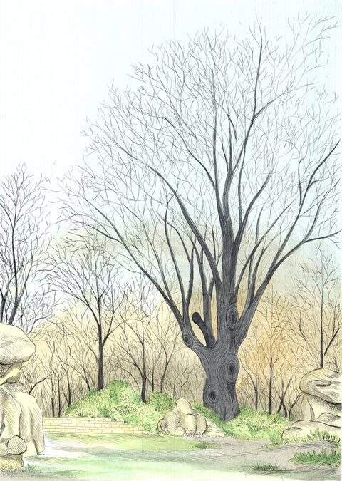 BORRIS SAILLART Barren Tree late Fall, 1975 - Signed