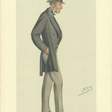 ARTIST UNKNOWN Vanity Fair: A Fin Old Tory 15 x 10.25 Lithograph 1972 Vintage Blue, Gray, Black & White