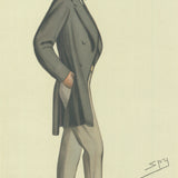 ARTIST UNKNOWN Vanity Fair: A Fin Old Tory 15 x 10.25 Lithograph 1972 Vintage Blue, Gray, Black & White