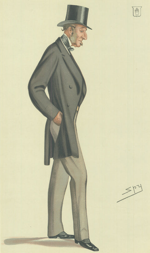 ARTIST UNKNOWN Vanity Fair: A Fin Old Tory 15 x 10.25 Lithograph 1972 Vintage Blue, Gray, Black & White