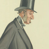 ARTIST UNKNOWN Vanity Fair: A Fin Old Tory 15 x 10.25 Lithograph 1972 Vintage Blue, Gray, Black & White